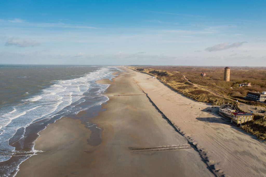High angle shot of the seaside at Domburg, the Netherlands